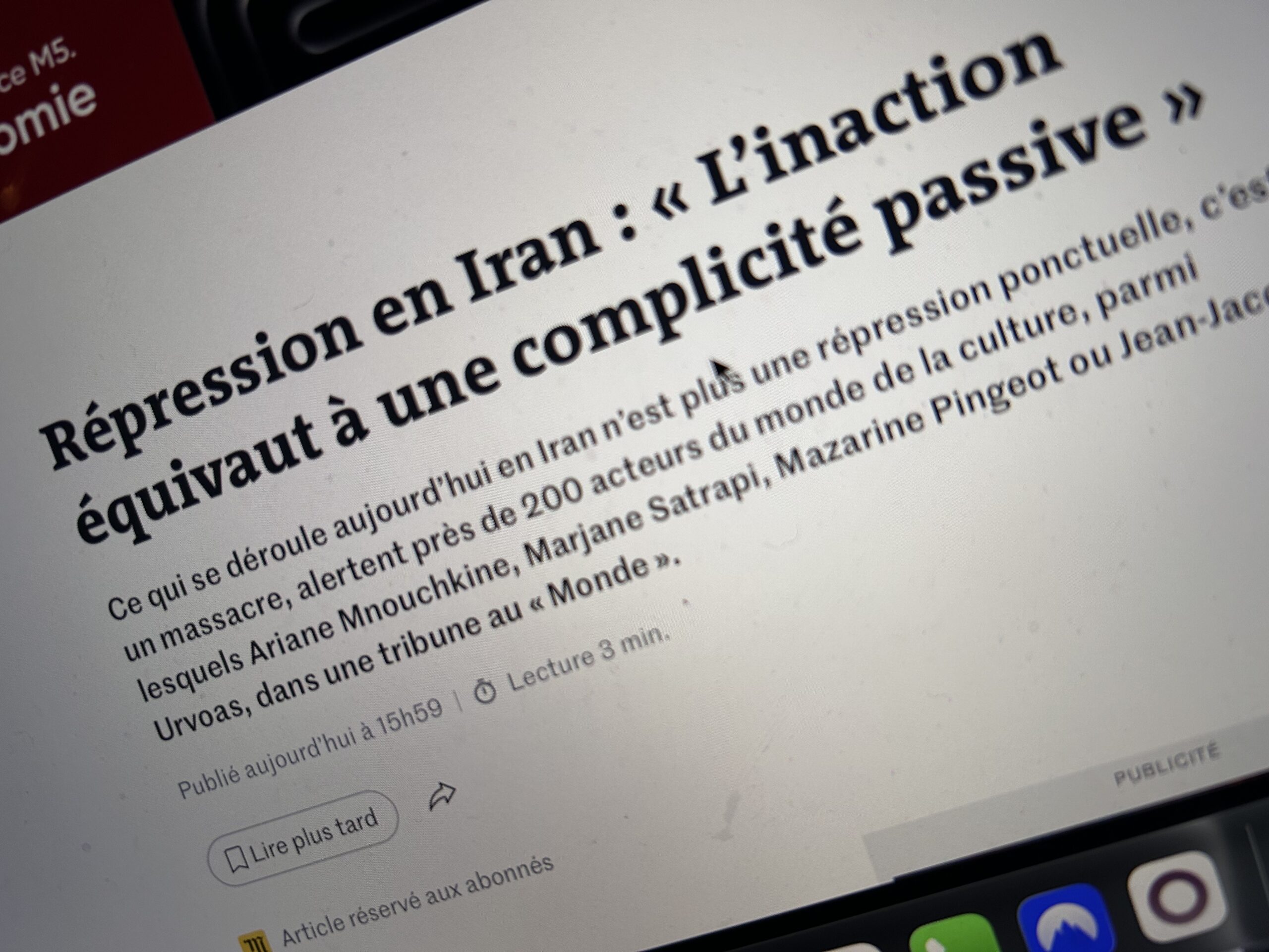 Répression en Iran : l’inaction équivaut à une complicité passive